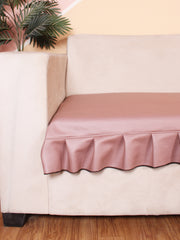 Leatherite Sofa Slip Cover Protector with Frill, Peach